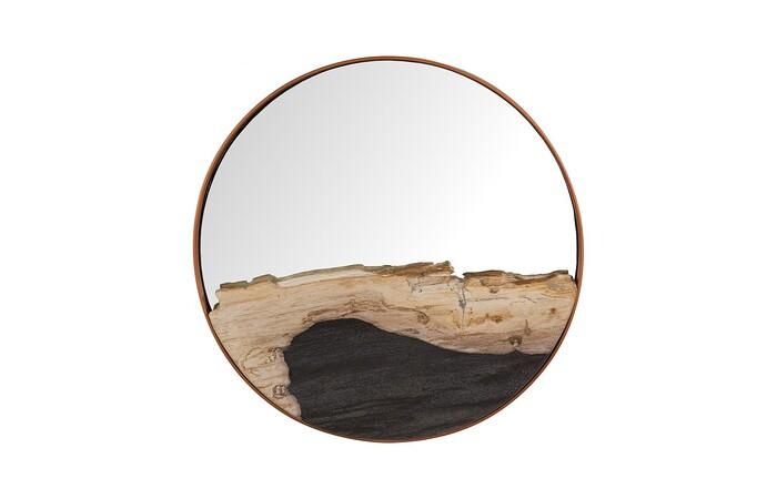 Petrified Slice Mirror, Copper Frame, Small
