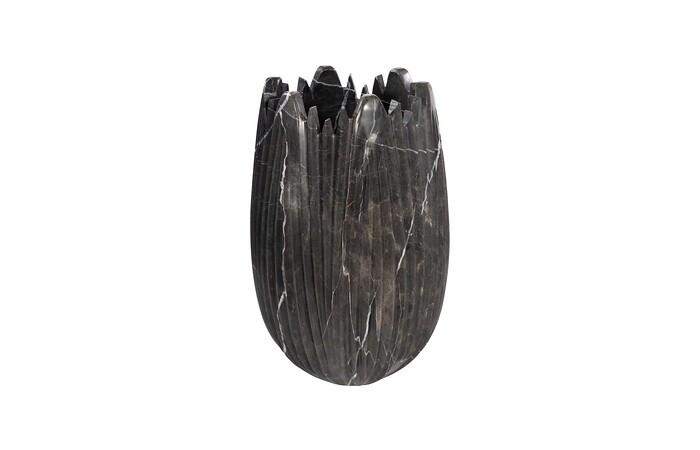 Marble Cocoon Vase, Black, Small