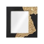 Mercury Mirror, Square, Black, Gold Leaf
