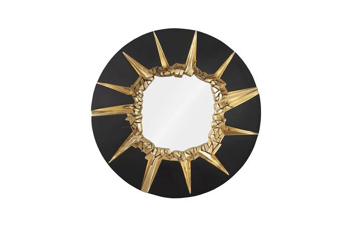 Circular Cracked Mirror, Black & Gold