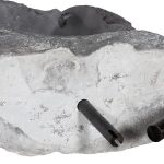 Colossal Cast Stone Sculpture, Two Holes, Charcoal Stone