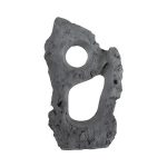 Colossal Cast Stone Sculpture, Two Holes, Charcoal Stone