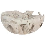 Chunk Coffee Table, Round, Roman Stone, With 48" Glass
