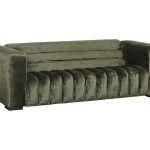 Imperial Sofa, Lush Green Quilting, Dark Brown Metal Frame