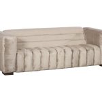 Imperial Sofa, Lush Taupe Quilting, Dark Brown Metal Frame