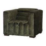 Imperial Lounge Chair, Lush Green Quilting, Dark Brown Metal Frame