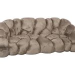 Conrad Sofa, Lush Beige, Dark Brown Metal Frame