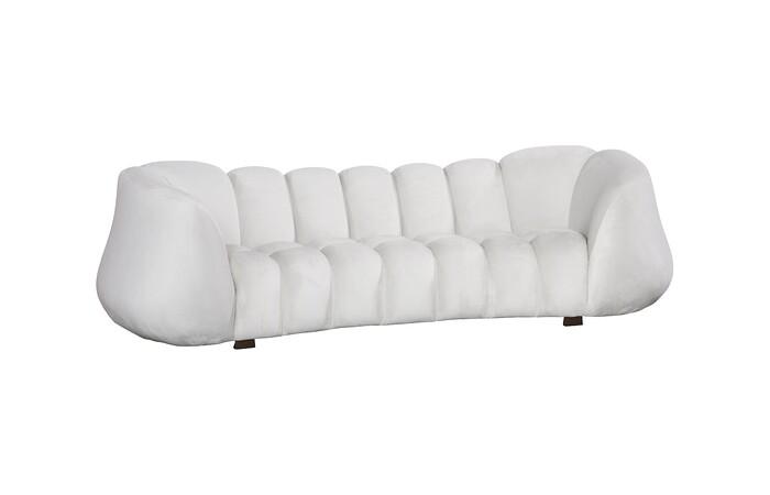 Arizona Sofa, Velvet Cool Cream, Dark Brown Metal Frame