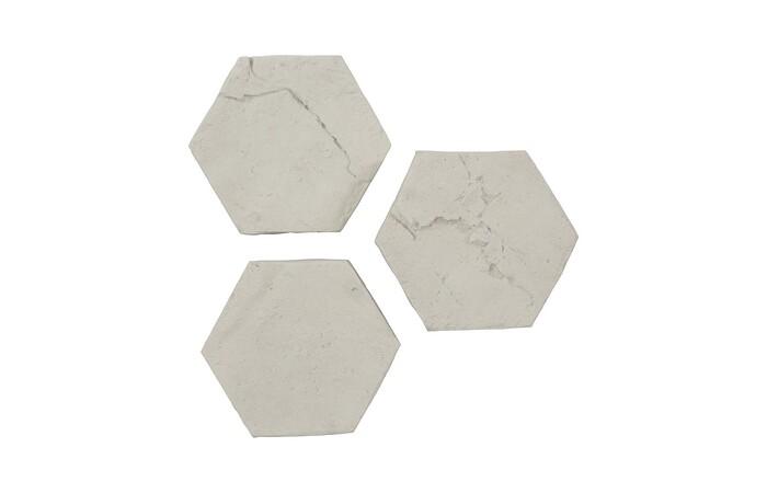 Hexagon Wall Tiles, Set of 3, Roman Stone