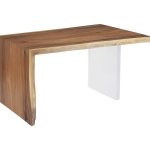 Waterfall Desk, Natural, Acrylic Leg