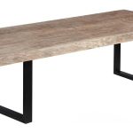 Origins Dining Table, Straight Edge, Weathered Gray, Satin Black Legs