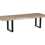 Origins Dining Table, Straight Edge, Weathered Gray, Satin Black Legs