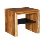 Waterfall Side Table, w/ Shelf, Natural