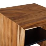 Waterfall Side Table, w/ Shelf, Natural