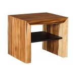Waterfall Side Table, w/ Shelf, Natural