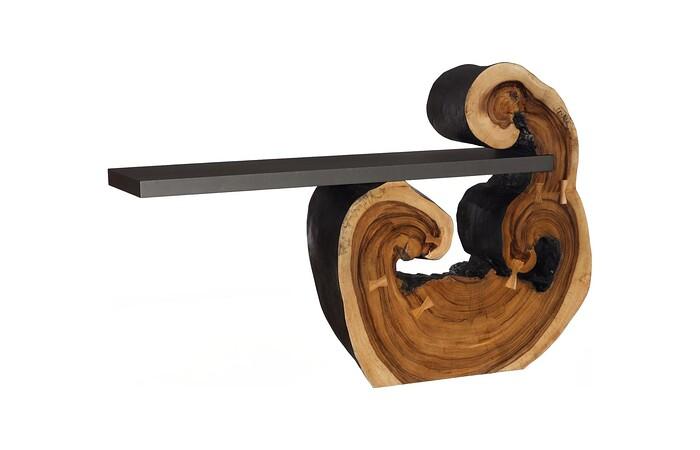 Cantilevered Console Table, Burnt Edge