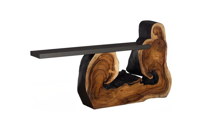 Cantilevered Console Table, Burnt Edge