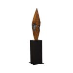 Diamond Cut Wood Sculpture, Natural/Burnt Black