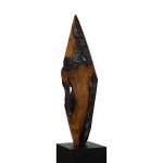 Diamond Cut Wood Sculpture, Natural/Burnt Black