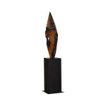 Diamond Cut Wood Sculpture, Natural/Burnt Black