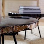 Petrified Coffee Table, Round, Metal Black Base