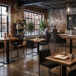Cafe Bar Table, Metal Leg