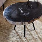Petrified Coffee Table, Round, Metal Black Base