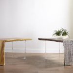 Waterfall Desk, Natural, Acrylic Leg