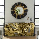 Circular Cracked Mirror, Black & Gold