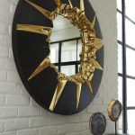 Circular Cracked Mirror, Black & Gold
