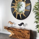 Circular Cracked Mirror, Black & Gold