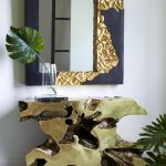 Mercury Mirror, Square, Black, Gold Leaf