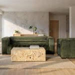 Imperial Sofa, Lush Green Quilting, Dark Brown Metal Frame
