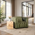Imperial Lounge Chair, Lush Green Quilting, Dark Brown Metal Frame