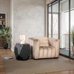 Imperial Lounge Chair, Lush Taupe Quilting, Dark Brown Metal Frame