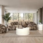 Conrad Sofa, Lush Beige, Dark Brown Metal Frame