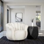 Arizona Lounge Chair, Velvet Cool Cream, Dark Brown Metal Frame
