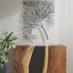 Wire Tree Wall Art, Rectangular, Metal, Black