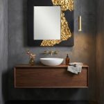 Mercury Mirror, Square, Black, Gold Leaf