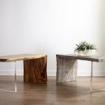 Waterfall Desk, Natural, Acrylic Leg