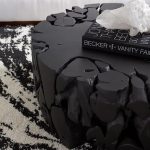 Teak Chunk Round Coffee Table, Black