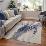 Mandana Modern Abstract, Ivory/Blue