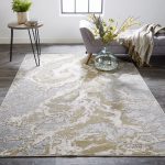 Aura Modern Abstract, Ivory/Silver/Gold