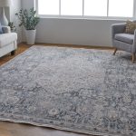 Marquette Transitional Medallion, Blue/Ivory