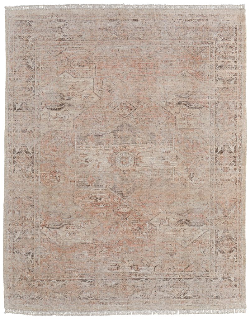 Caldwell Transitional Medallion, Orange/Tan/Ivory