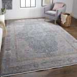Marquette Transitional Medallion, Gray/Blue/Red