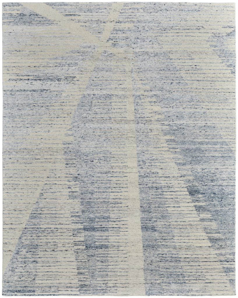 Brighton Modern Abstract, Ivory/Blue/Silver