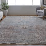 Marquette Transitional Medallion, Blue/Red/Gray