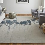 Anya Transitional Abstract, Ivory/Blue/Gray