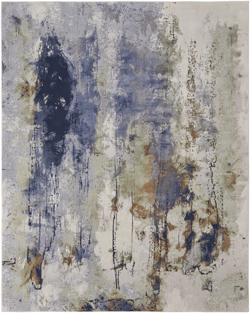 Clio Modern Abstract, Blue/Orange/Ivory